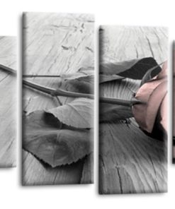Floral Pink Rose Picture Print Home Love Canvas Wall Art Split 4 Panel
