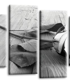 Floral White Rose Art Picture Print Home Love Wall Canvas Split 4 Panel