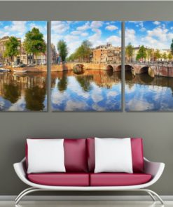 Amsterdam Canal Panoramic Print Amsterdam Canvas Art Extra Large Amsterdam Photo Amsterdam Wall Art Netherlands Canvas Netherlands Photo
