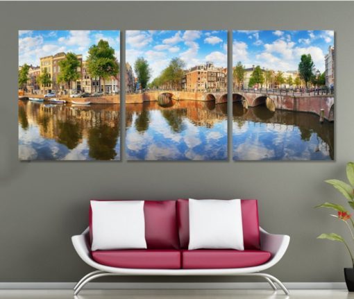Amsterdam Canal Panoramic Print Amsterdam Canvas Art Extra Large Amsterdam Photo Amsterdam Wall Art Netherlands Canvas Netherlands Photo