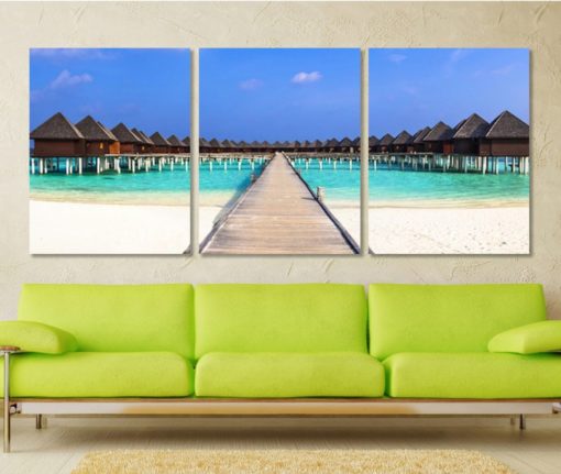 Maldives Panoramic Print Maldives Canvas Art Beach Print Beach Wall Art Tropical Canvas Art Maldives Wall Art Ocean Wall Art Sea Canvas Art