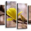 Floral Yellow Spring Flower Art Picture Print Home Flower Wall Canvas Split Multi 4 Panel