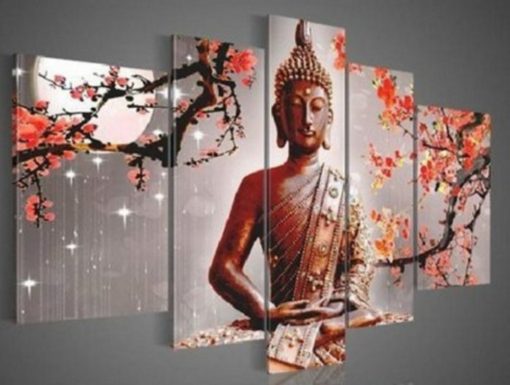 5 Pieces Buddha Painting Canvas (Hand Painted)