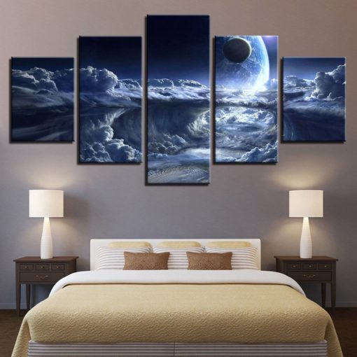 Planet Wall Art, Planet Canvas Art, Planet Wall Decor, Space and Clouds Canvas Set, Multi Print Set, Abstract Wall Decor, Living room Decor