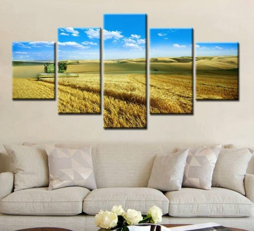 Farm Wall Art, Fram Wall Decor, Farm Painting, Wheat Harvest Painting, Wheat Fields, Rural Home Decor, Farmhouse Decor