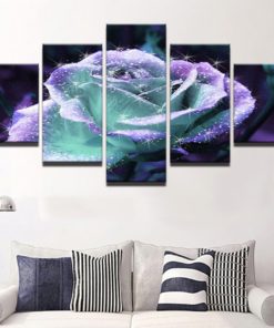 Rose Wall Art, Rose Painting, Split Panels Floral Canvas Print, Blue Rose, Blue Flower Wall Decor, Living room Decor, Multi Panel