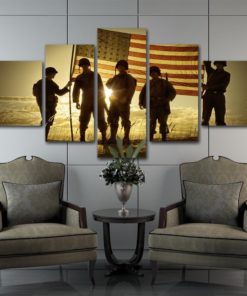Army Wall Art, Army Wall Decor, Army Painting, United States Army, American Flag, Military Split Canvas, Multi Panel Set, Large Framed