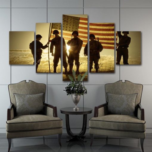 Army Wall Art, Army Wall Decor, Army Painting, United States Army, American Flag, Military Split Canvas, Multi Panel Set, Large Framed