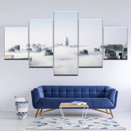 Dubai Canvas Art, Dubai Wall Art, Dubai Painting, Dubai Skyscrapers Wall Decor, City View Multi Panel Art, Skyline Mural, Cityscape 5 Piece