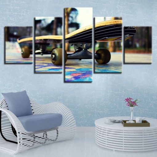 Skateboard Painting, Skateboard Wall Art, Skateboard Wall Decor, Skateboard Canvas Art, Multi Panel Skateboard Framed Canvas, Teenager room