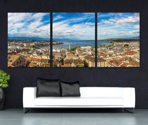 Panoramic Geneva Skyline Geneva Canvas Art Geneva Wall Art Geneva Print Switzerland Wall Art Geneva Poster Swiss Decor Office Home Decor