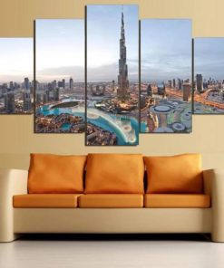 Dubai Wall Art, Modern 5 Piece Canvas Art, Beautiful Wall Decor, Multi Panel Prints, City View Wall Art, Cityscape Mural, skyline Painting