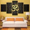 Buddha Wall Art, Buddha Canvas Art, Buddha Wall Decor, Om Buddhism 5 Piece Canvas Print, Om Yoga Framed Art