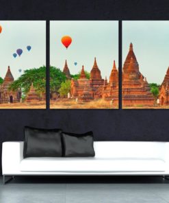 Balloons over Temples Myanmar Panoramic Canvas Print Buddhism Wall Art Ancient Asian Wall Decor Housewarming Gift Buddhism Canvas Buddha Art