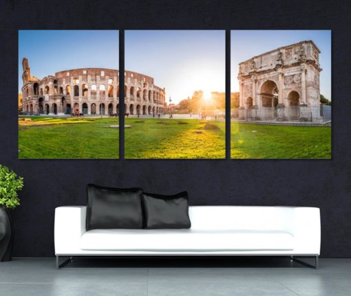 Colosseum and The Constantine Arch in Rome Panoramic Canvas Print Rome Wall Art Colosseum Print Housewarming Gift Rome Canvas Ancient Rome