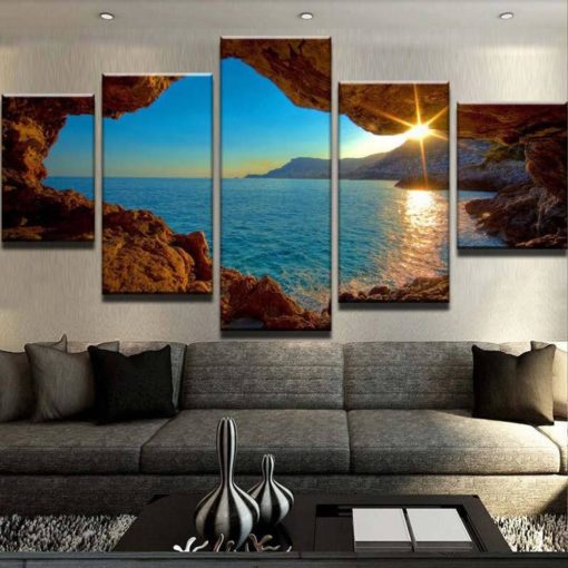 Beach Canvas Art, Sea View Wall Art, Beach Caves Photo, Tropical Scenery Photo, Multi Panels Artwork, Ocean Canvas Print, Office, Home Decor