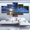 Beach Sunshine wall Art, Beach Canvas Art, Sea Photo, Palm Trees Canvas Print, Multi Panels, Split Canvas, Coastal Decor, Large Wall Art