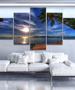 Beach Sunshine wall Art, Beach Canvas Art, Sea Photo, Palm Trees Canvas Print, Multi Panels, Split Canvas, Coastal Decor, Large Wall Art