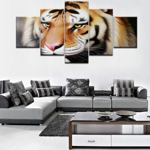 Tiger Wall Art, Tiger Canvas Art, Tiger Painting, Tiger Stripes Multi Panel Canvas Print, Split Canvas, Home Decor, Mural, Framed