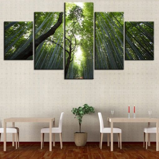 Framed Forest Wall Art, Woodland Canvas Art, Trees Painting, Forest Canvas Print, Multi Panel, Split Canvas, Green Wall Decor, Landscape