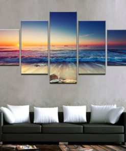Beach Wall Art, Beach Canvas Art, Sea and Sand 5 Piece Canvas Print, Beach Wall Decor, Beach Decor, Framed Canvas Art