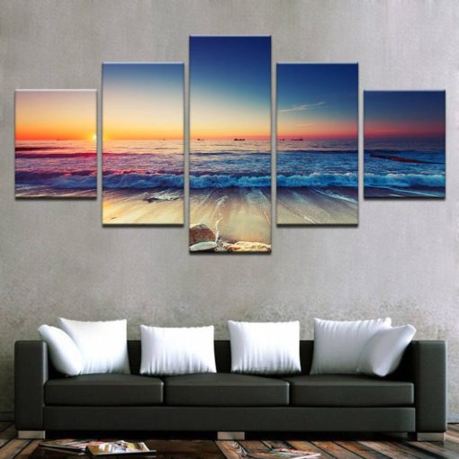 Beach Wall Art, Beach Canvas Art, Sea and Sand 5 Piece Canvas Print, Beach Wall Decor, Beach Decor, Framed Canvas Art