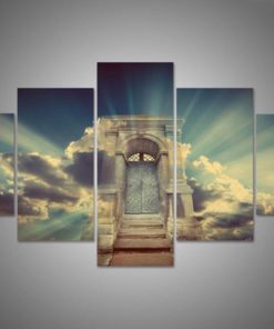 5 Pieces Framed Heaven Door Canvas Artwork - Blessing Wall Print For Home/Office Decor
