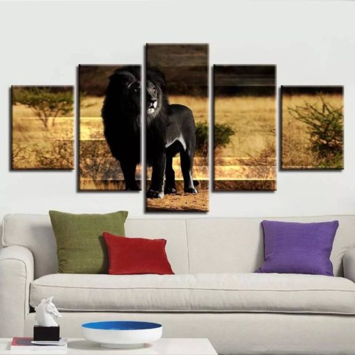 Lion Wall Art, Lion Canvas Art, Black Lion Canvas Print, Multi Panels, Split Canvas Art, Home Decor, Wall Decor, Framed Wall Art, Lion Lover