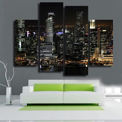 Asian City Wall Art Canvas Paintings in 1-3-4-5 Panels. A decor & design for your interior house, office...