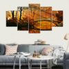 Fall Wall Art, Fall Wall Decor, Bridge River Wall Art, Lakeside Wall Decor, Leafs Painting, Warm Wall Decor, Warm Painting, Large Framed