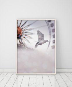 Wall Art Ferris Wheel Print Peace Dove Print Bird Prints Ferris Wheel Art Prints White Dove Art Print Ferris Wheel Wall Decor Dove Poster