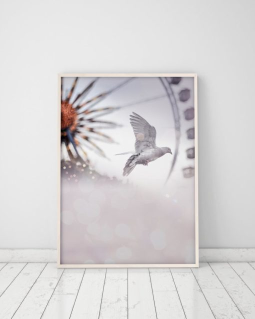 Wall Art Ferris Wheel Print Peace Dove Print Bird Prints Ferris Wheel Art Prints White Dove Art Print Ferris Wheel Wall Decor Dove Poster