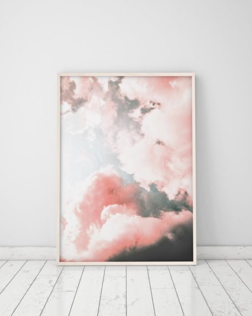 Wall Art Girls Room Decor Cloud Art Pink And Grey Nursery Decor Cloud Wall Art Prints Girls Room Art Cloud Print Pink And Grey Decor