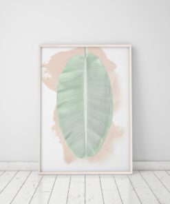 Wall Art Banana Leaf Print Blush Pink Wall Art Modern Prints Blush Pink Decor