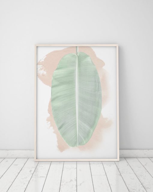 Wall Art Banana Leaf Print Blush Pink Wall Art Modern Prints Blush Pink Decor