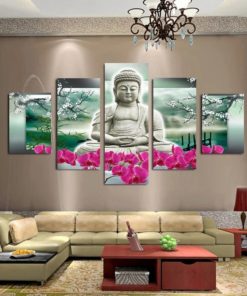 Buddha Wall Art, Buddha Canvas Art, Multi Panel, Split Canvas, Large Canvas Set, Buddhism Home Decor, Poster, Relaxing, Framed Wall Decor