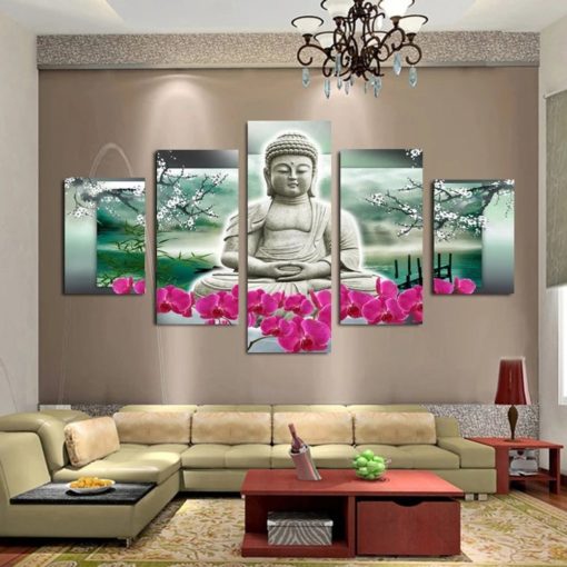 Buddha Wall Art, Buddha Canvas Art, Multi Panel, Split Canvas, Large Canvas Set, Buddhism Home Decor, Poster, Relaxing, Framed Wall Decor