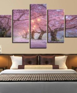 Cherry Blossoms Wall Art, Cherry Blossoms Canvas Art, Floral Wall Art, Flower Canvas Art, Romantic Multi Panel Mural, Large Framed