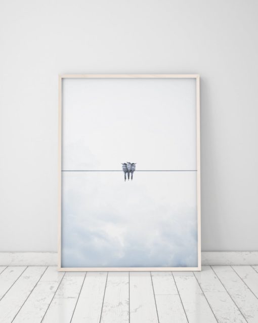 Wall Art Blue Bird Prints Blue Nursery Decor Bird Wall Art Print Blue Nursery Print Cloud Art