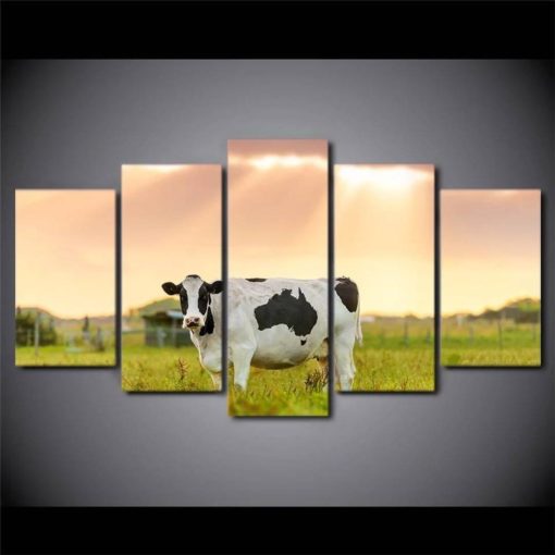 Cow Painting, Cow Wall Art, Cow Wall Decor, Green Fields Canvas Art, Farm Wall Art, Farm Wall Decor, Farm Multi Panel Canvas, Split Panels