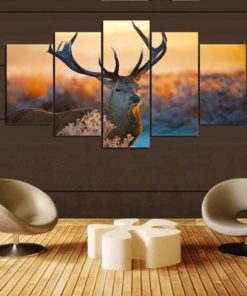 Deer Wall Art, Deer canvas Art, Deer Wall Decor,Deer Painting, Deer in the Woods Multi Panel Canvas Print, Split Canvas, Framed