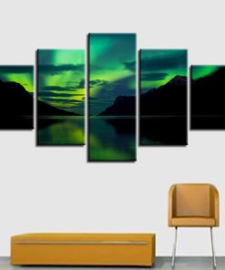 Aurora Borealis Wall Art, Mountain Wall Art, Northen Lights Canvas Art, Mountain Canvas Art, Aurora Borealis Mountain, Landscape Painting