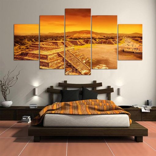 Pyramid Canvas Art, Pyramid Wall Art, Maya Pyramids Large Canvas Print, Maya Pyramids Wall Decor, Pyramids Painting Framed