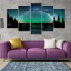 Aurora Borealis Wall Art, Aurora Borealis Canvas Art, Forest Nothern Lights  5 Piece Canvas Print, Aurora Borealis Landscape Framed