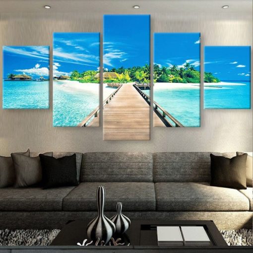 5 Pieces Blue Water Nature Turquoise Beach Canvas