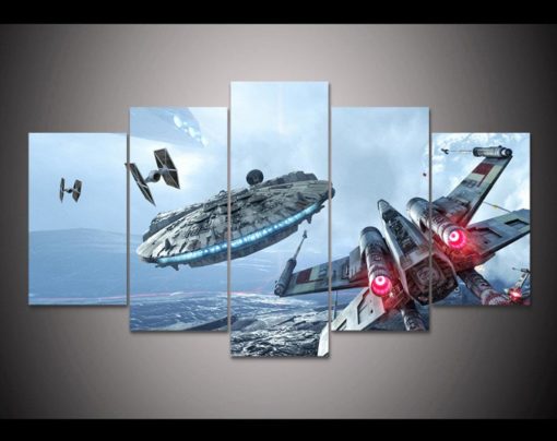 5 Pieces Starwars X-Wing Millennium Falcon Canvas