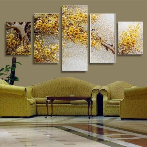 Yellow Flower Wall Art, Flower Canvas Art, Floral Painting, Floral Wall Decor, Yellow Wall Art,Large Yellow Wall Art Framed,Mural