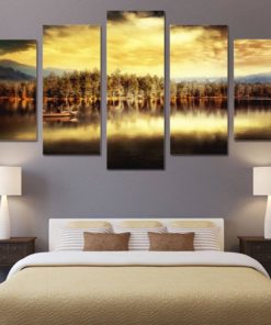 River Canvas Art, River Wall Art, River 5 Piece Canvas Print, River Sunset Wall Decor, River Wall Poster, River Canvas Framed