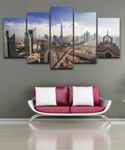 City Wall Art, Skyscrapers Canvas Art, Dubai Multi Panel Print, Dubai Painting, Cityscape,Cityview Wall Decor, Skyline Mural