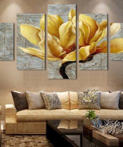 5 Pieces Yellow Flower Canvas